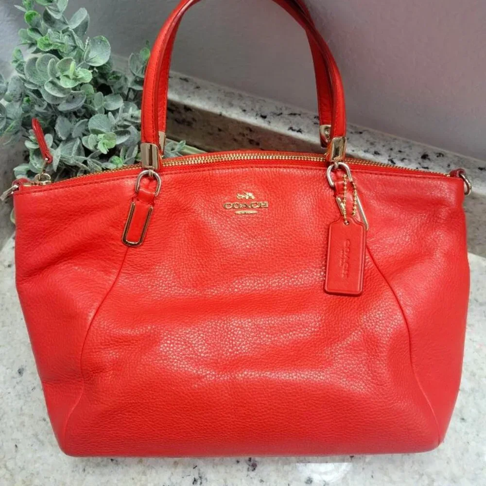 Coach Kelsey Satchel Tangerine|Orange Pebbled Leather with Dustbag - Picture 2 of 13